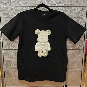 T’KING & CO 3D Pearls/Rhinestones Bear Black Top (M)